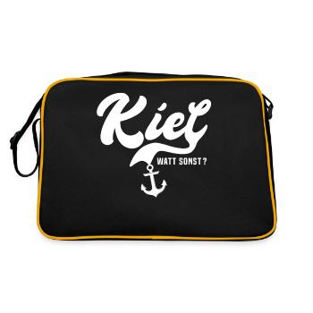 Kiel Sprüche Kieler Spruch - Retro Tasche - Schwarz/Gold - Hinten