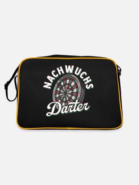 Nachwuchs Darter Dartspieler Dart Geschenk Kinder - Retro Tasche - Schwarz/Gold - Hinten
