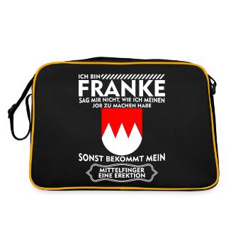 Franken Mittelfinger Frankenland Franke - Retro Tasche - Schwarz/Gold - Hinten
