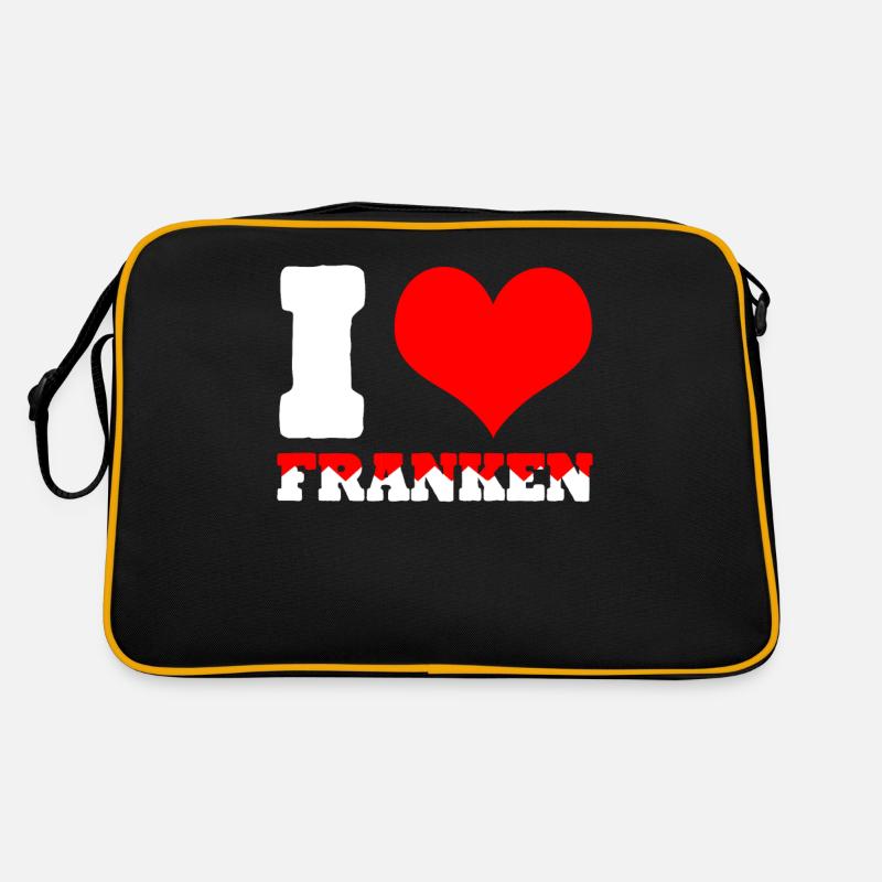 Franke Ich liebe Franken - Retro Tasche - Schwarz/Gold
