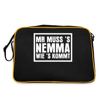 Schwaben Schwäbischer Witz Schwabe - Retro Tasche - Schwarz/Gold - Hinten