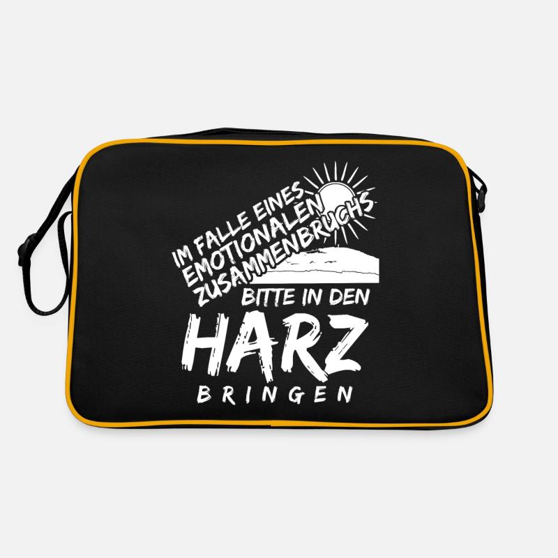 Harz Urlaub Spruch Harzer Brocken - Retro Tasche - Schwarz/Gold
