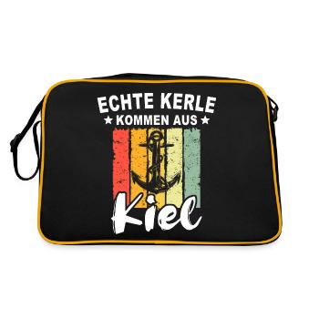 Kiel Sprüche Kieler - Retro Tasche - Schwarz/Gold - Hinten
