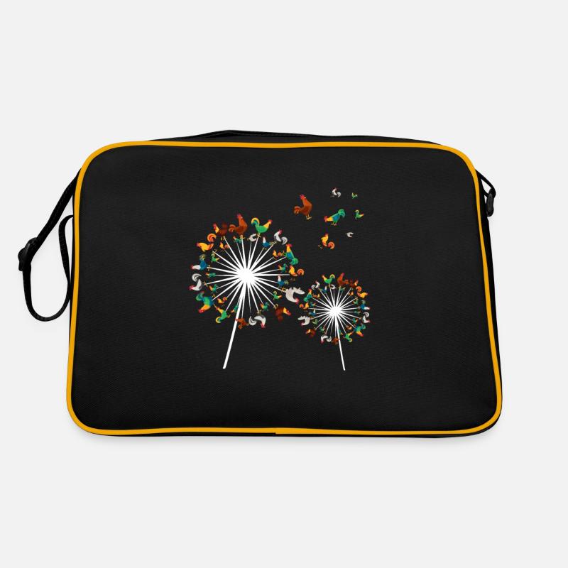 Huhn Bauernhof Geflügel Hahn Hühner Geschenk - Retro Tasche - Schwarz/Gold