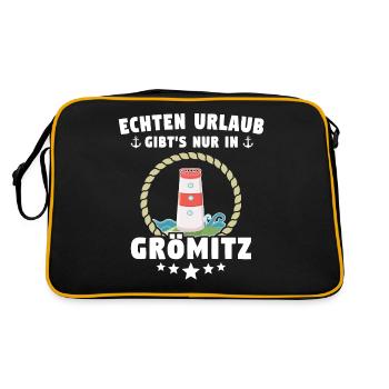 Grömitz Ostsee Grömitzer Sprüche - Retro Tasche - Schwarz/Gold - Hinten