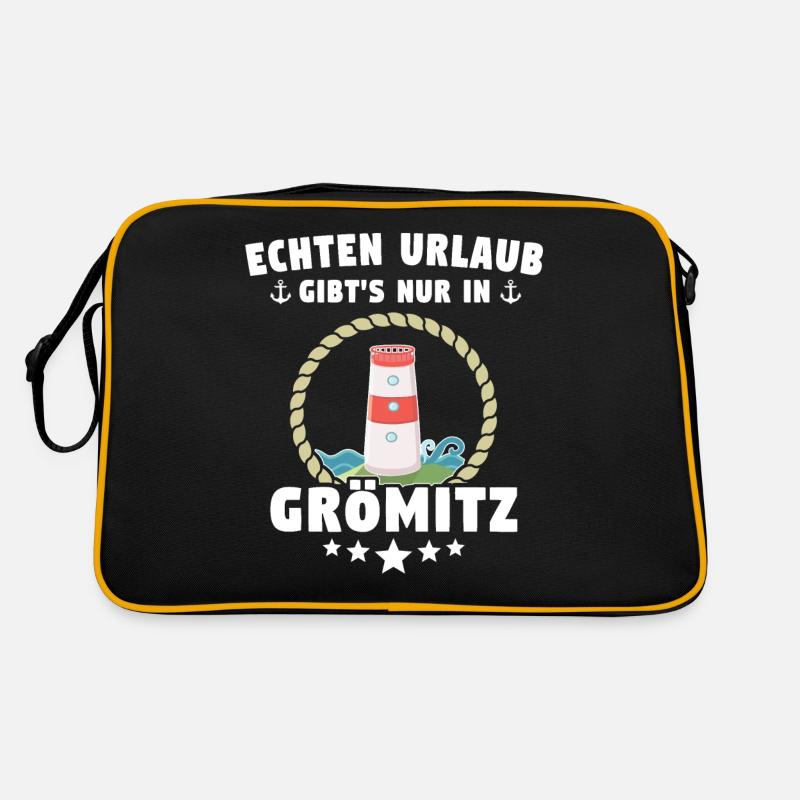 Grömitz Ostsee Grömitzer Sprüche - Retro Tasche - Schwarz/Gold