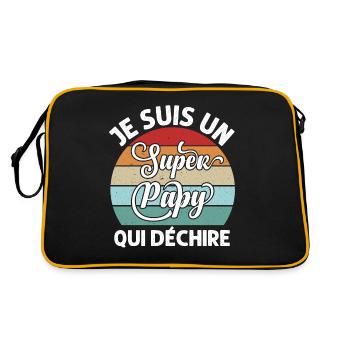 Je Suis Un Papy Qui Déchire Cadeau Grand-père - Sac Retro - noir/or - Dos
