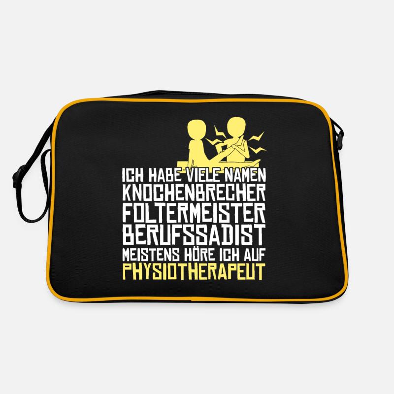 Physio Spruch Witz Physiotherapeut - Retro Tasche - Schwarz/Gold