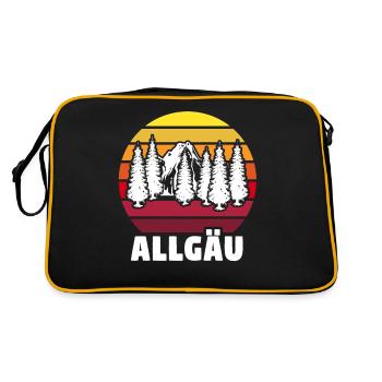 Allgäu Allgäuer Allgaeu - Retro Tasche - Schwarz/Gold - Hinten