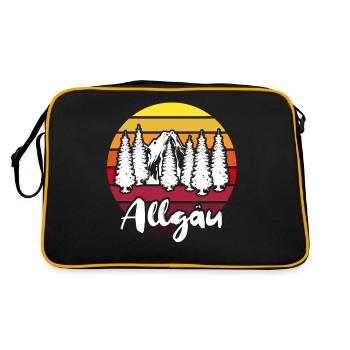 Allgäu Allgäuer Allgaeu - Retro Tasche - Schwarz/Gold - Hinten