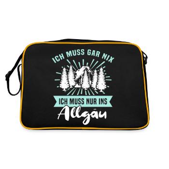 Allgäu Sprüche Allgaeu - Retro Tasche - Schwarz/Gold - Hinten