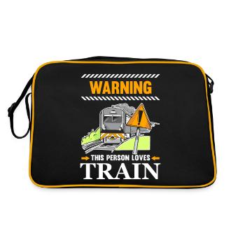 Warning This person loves trains steam locomotives - Retro Bag - black/gold - Back