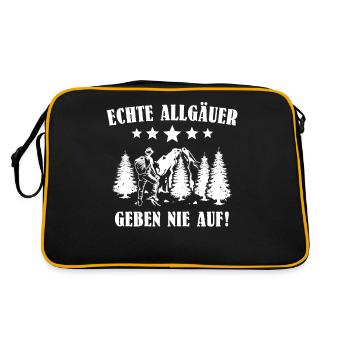 Allgäu Sprüche Allgäuer - Retro Tasche - Schwarz/Gold - Hinten