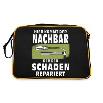 HIER KOMMT DER NACHBAR - Retro Tasche - Schwarz/Gold - Hinten