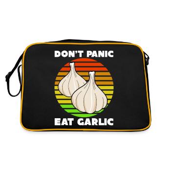 Knoblauch Garilc Joke Knoblauchzehen - Retro Tasche - Schwarz/Gold - Hinten
