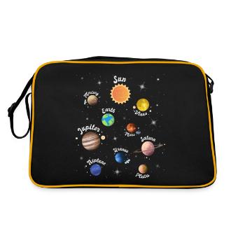Solar System Planets Kids Knowledge Outer Space - Retro Bag - black/gold - Back
