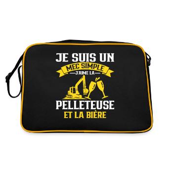 Un Mec Simple J'aime La Pelleteuse Et La Bière - Sac Retro - noir/or - Dos