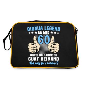 Allgäuer 60. Geburtstag 60 Jahre Allgäu - Retro Tasche - Schwarz/Gold - Hinten