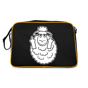 Schäfchen Schafe Mittelfinger Schaf - Retro Tasche - Schwarz/Gold - Hinten