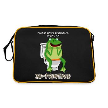 3D Printer Frog pooping 3D printer - Retro Bag - black/gold - Back
