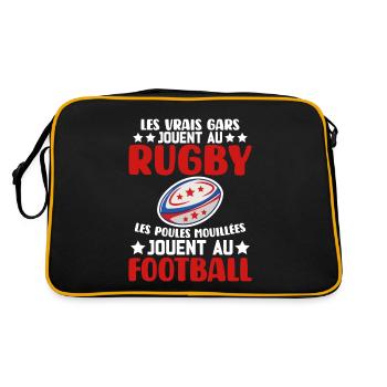 Les Vrais Gars Jouent Au Rugby Cadeau Rugbyman - Sac Retro - noir/or - Dos
