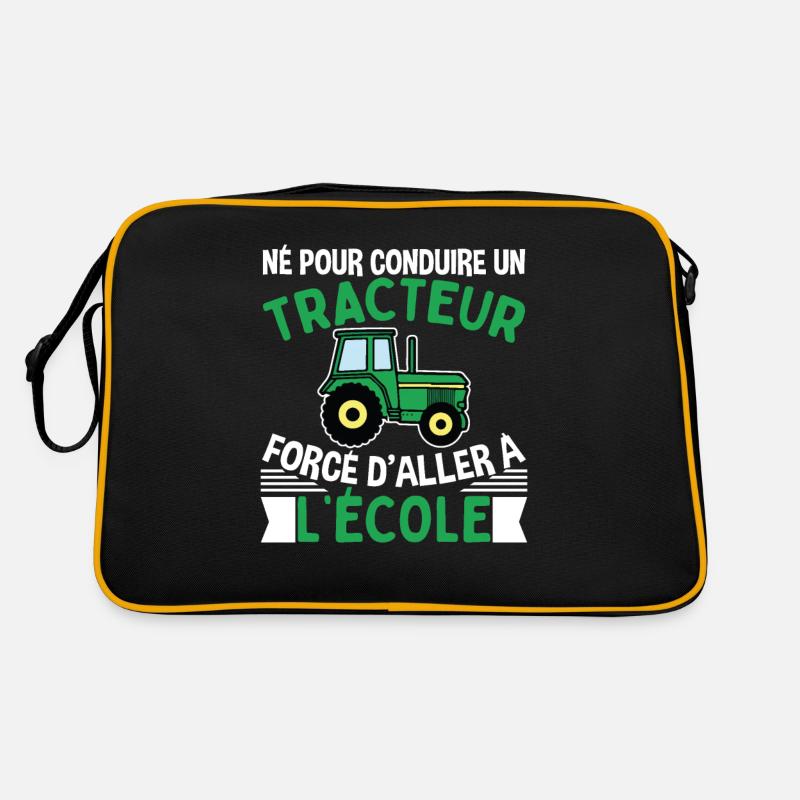 Forcé D'aller À L'école Cadeau Tracteur - Sac Retro - noir/or