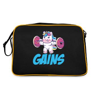 Einhorn Einnahmen - Retro Tasche - Schwarz/Gold - Hinten