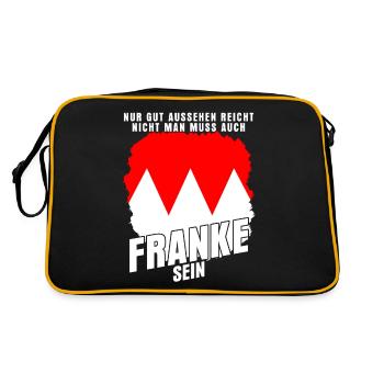 Franken Frankenland Fränkisch Franke - Retro Tasche - Schwarz/Gold - Hinten