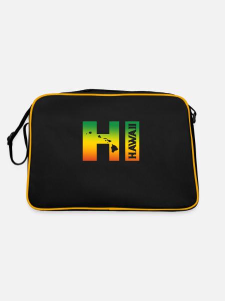 Hawaii - Retro Tasche - Schwarz/Gold - Hinten