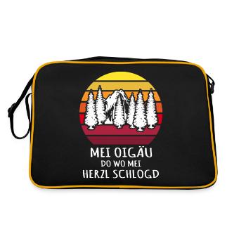 Allgäu Dialekt Allgäuisch Allgäuer - Retro Tasche - Schwarz/Gold - Hinten