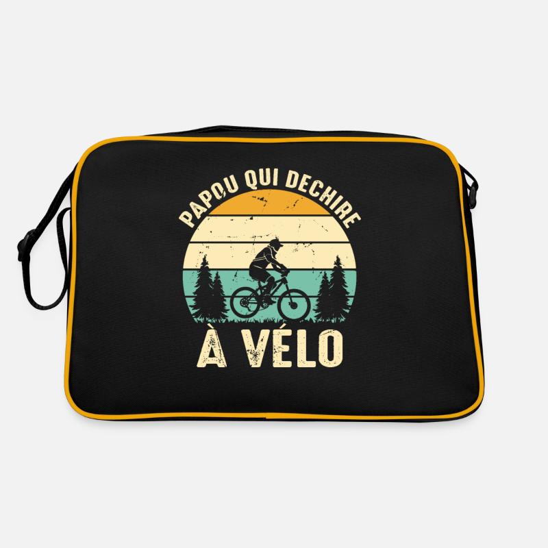 Papou Qui Déchire À Vélo - Sac Retro - noir/or