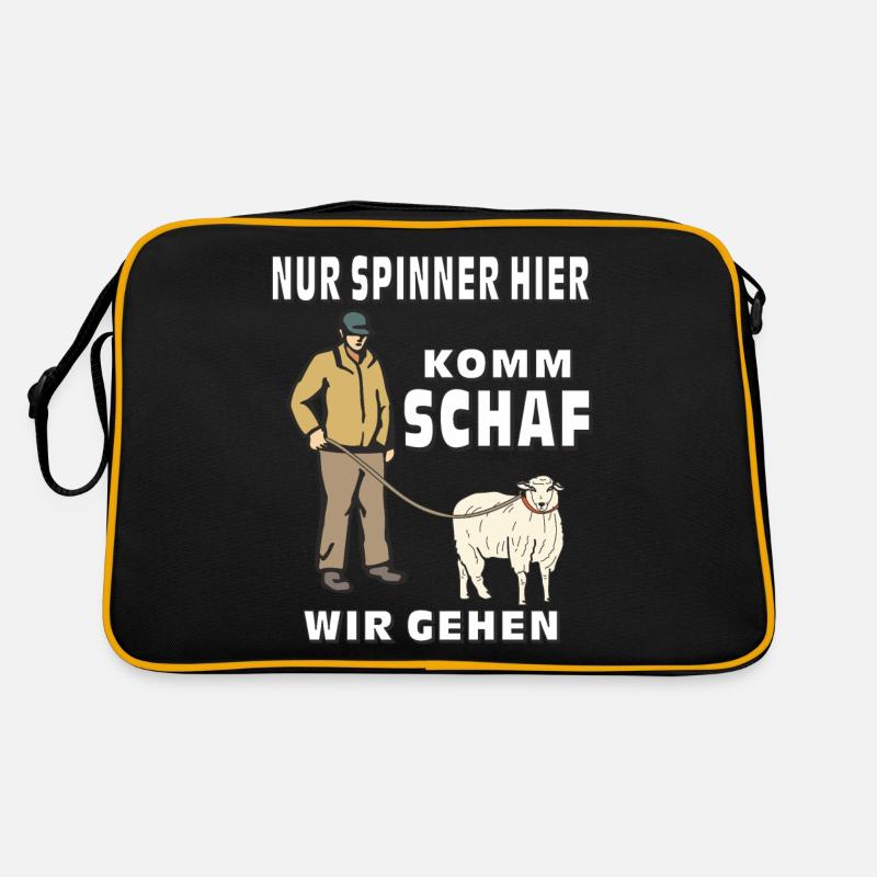 NUR SPINNER HIER KOMM SCHAF - Retro Tasche - Schwarz/Gold