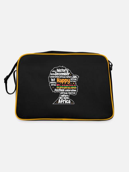 Kwanzaa Kultur USA 26. Dezember Geschenk - Retro Tasche - Schwarz/Gold - Hinten