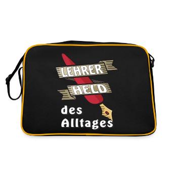 LEHRER HELD DES ALLTAGES - Retro Tasche - Schwarz/Gold - Hinten