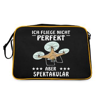 DROHNE ICH FLIEGE NICHT PERFEKT ABER SPEKTAKUL - Retro Tasche - Schwarz/Gold - Hinten