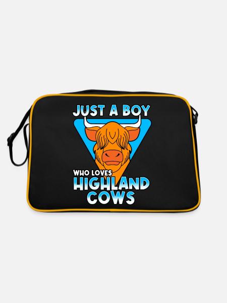 Just A Boy Who Loves Highland Cows - Retro Bag - black/gold - Back