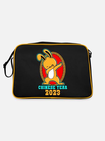 Chinese Year 2023 Rabbit Dabbing - Retro Bag - black/gold - Back