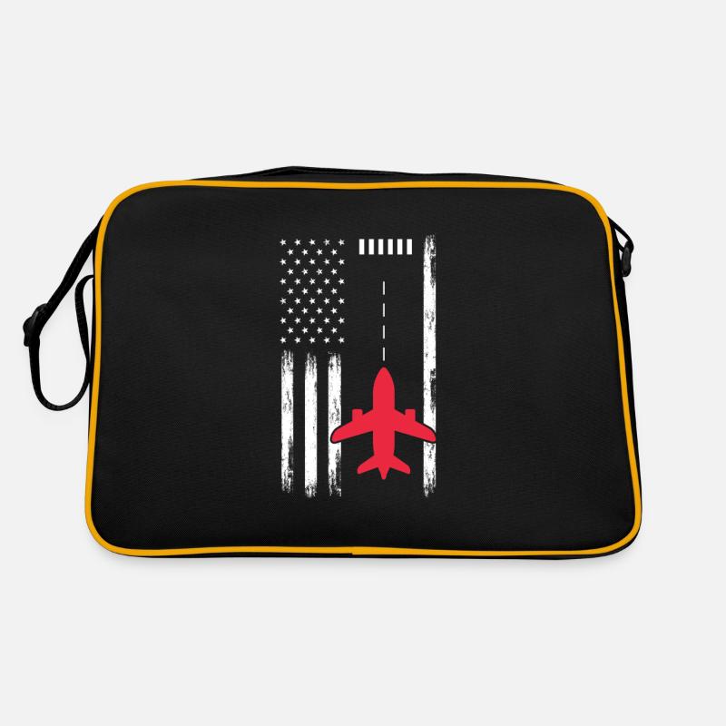 Pilot Flugzeug Fliegen Flieger Geschenk - Retro Tasche - Schwarz/Gold