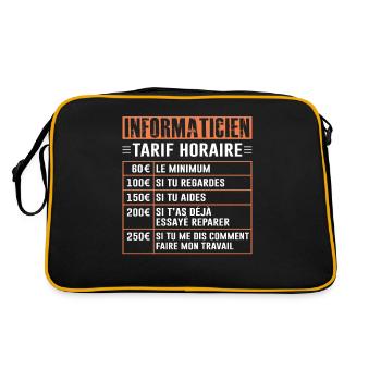 Tarif Horaire D'un Informaticien - Sac Retro - noir/or - Dos