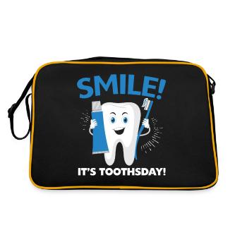 Lächeln Es ist Zahntag Zahnarzt Zahnarzt - Retro Tasche - Schwarz/Gold - Hinten