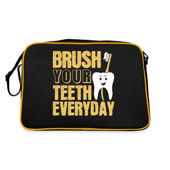 Putzen Sie Ihre Zähne jeden Tag Zahnarzt Zahnarzt - Retro Tasche - Schwarz/Gold - Hinten