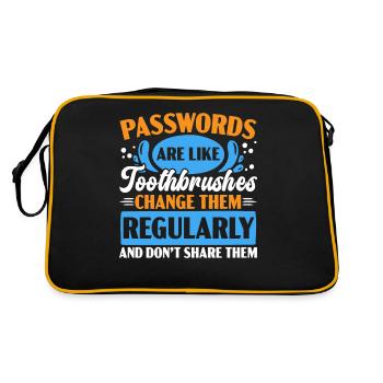 Passwörter sind wie Zahnbürsten Zahnärzte Zähne - Retro Tasche - Schwarz/Gold - Hinten