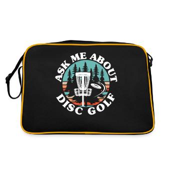 Frag mich über Disc Golf Frolf Freizeit-Werfer - Retro Tasche - Schwarz/Gold - Hinten