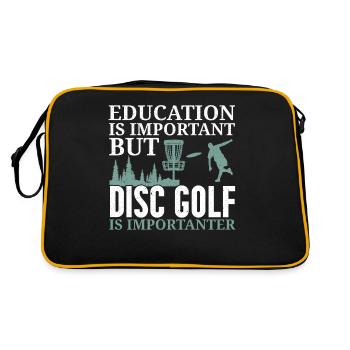 Bildung ist wichtig, aber Disc Golf ist noch wicht - Retro Tasche - Schwarz/Gold - Hinten