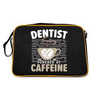 Zahnarzt mit Koffein Zahnarzt Zähne - Retro Tasche - Schwarz/Gold - Hinten