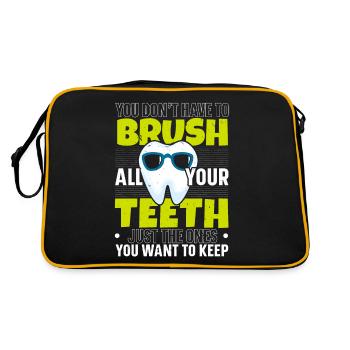 Sie müssen nicht alle Ihre Zähne putzen Zahnärztin - Retro Tasche - Schwarz/Gold - Hinten