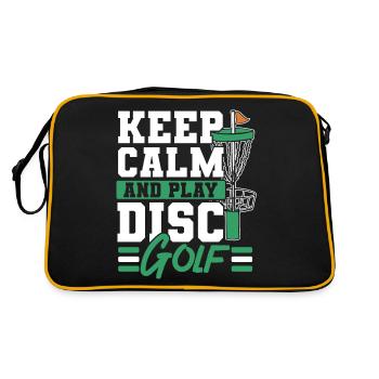Ruhig bleiben und Disc Golf spielen Freizeit-Werfe - Retro Tasche - Schwarz/Gold - Hinten