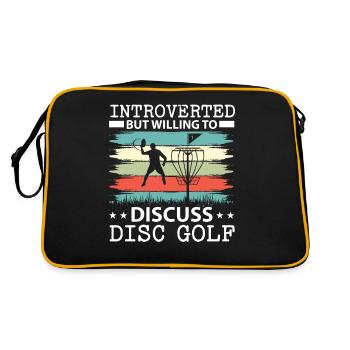 Introvertiert, aber bereit, über Disc Golf zu disk - Retro Tasche - Schwarz/Gold - Hinten