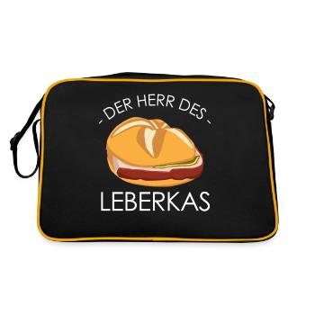 Leberkäse Fleischkäse Leberkas - Retro Tasche - Schwarz/Gold - Hinten