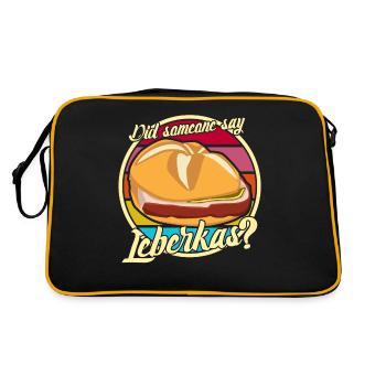 Leberkäse Fleischkas Brotzeit Leberkas - Retro Tasche - Schwarz/Gold - Hinten